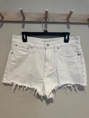 Madewell White Frayed Hem Denim Cutoff Shorts